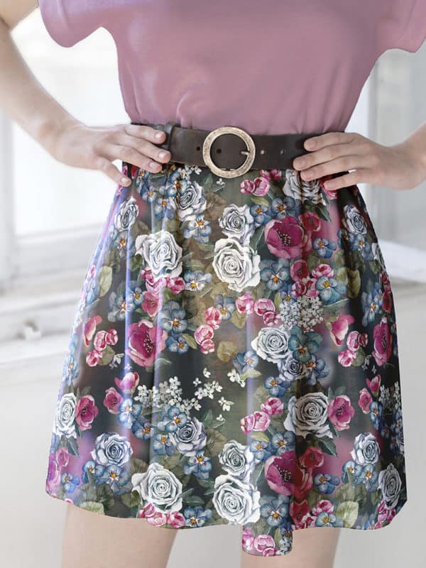 falda con estampado gráfico con flores diseño