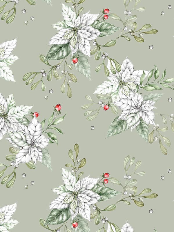 green background christmas flower pattern